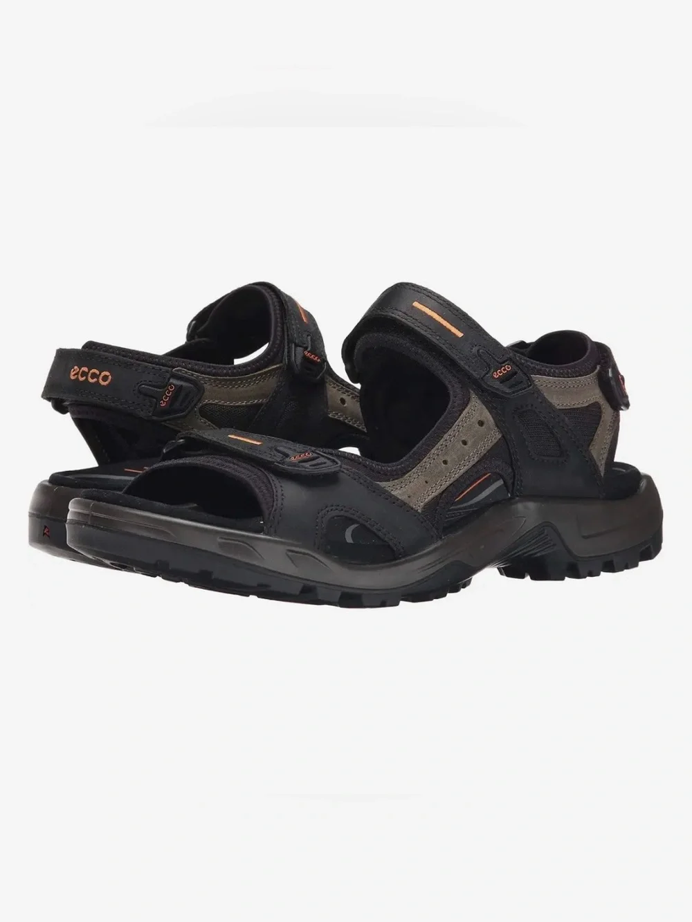 Ecco Men’s Off-road Yucatán Black and Brown Outdoor Leather Sport Sandals